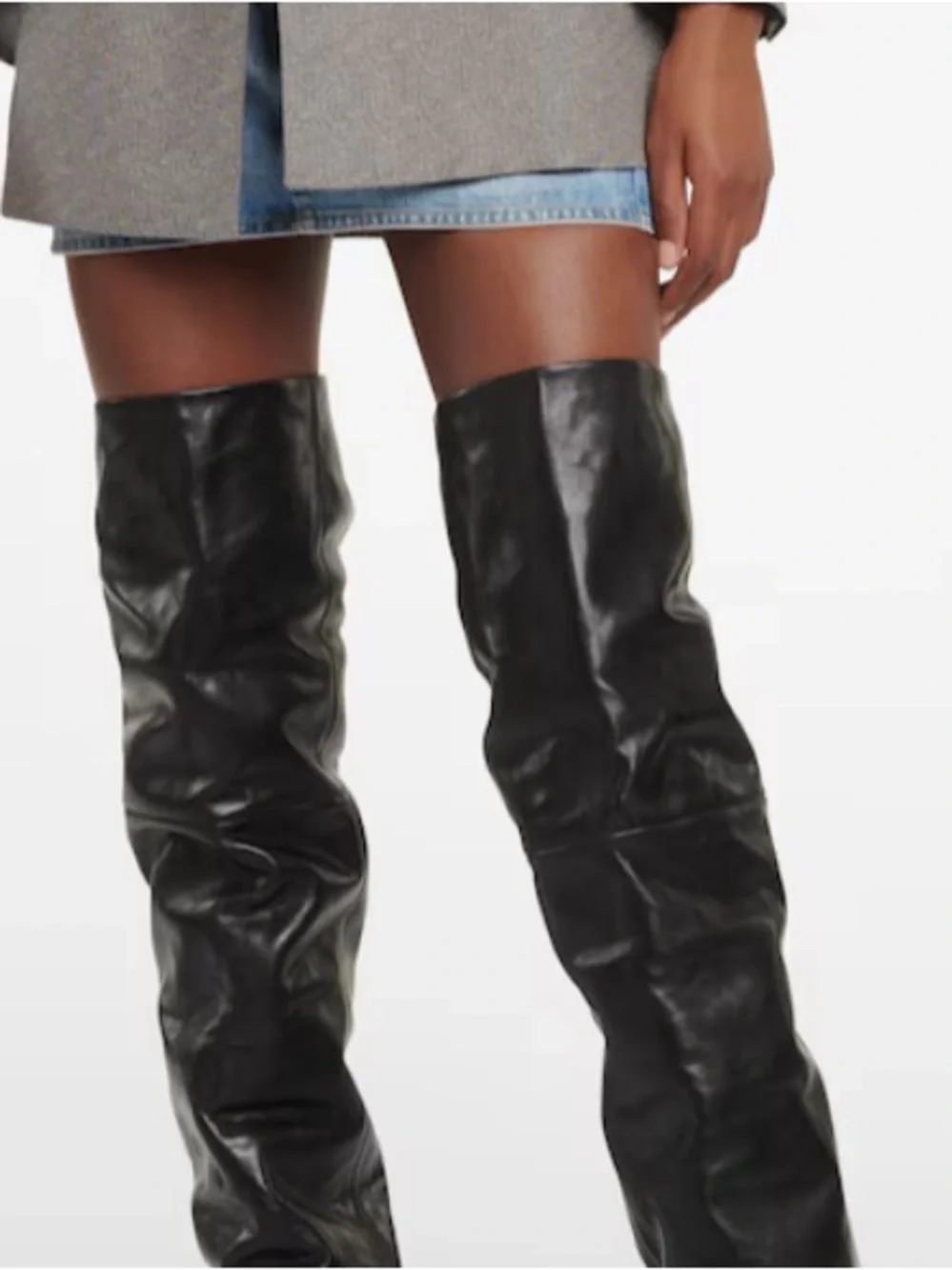 Isabel Marant Black Leather Over-The-Knee Block Heel Boots